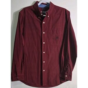 Chaps Ralph Lauren Mens Shirt Large Plaid‎ Button Oxford Long Sleeve Easy Care